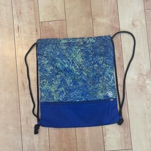 lululemon athletica Blue & Green Marble Drawstring Backpack